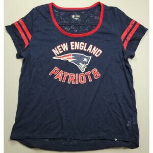 New England Patriot's NFL Shirt Women 2XL Shear Scoop Neck Short Sleeve Blue Red